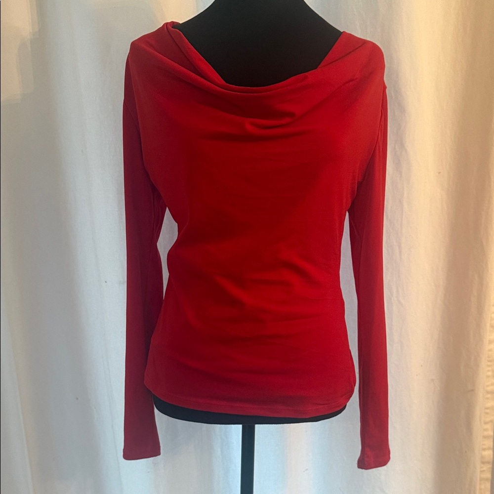 Bar III Vibrant Red Long Sleeve Top